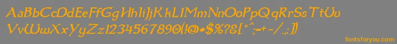 Dumbledor1Italic-fontti – oranssit fontit harmaalla taustalla
