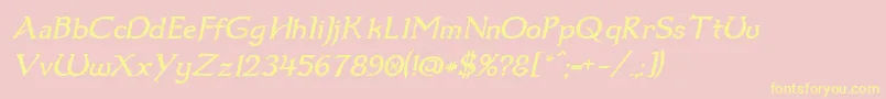 Dumbledor1Italic Font – Yellow Fonts on Pink Background