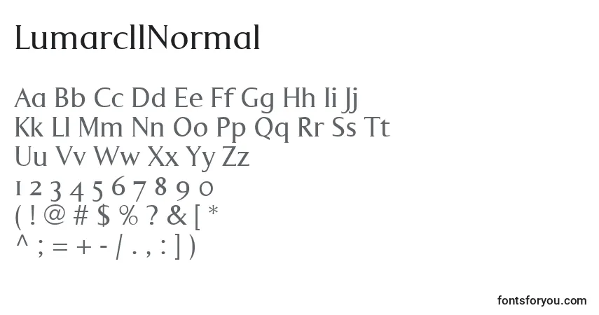 A fonte LumarcllNormal – alfabeto, números, caracteres especiais