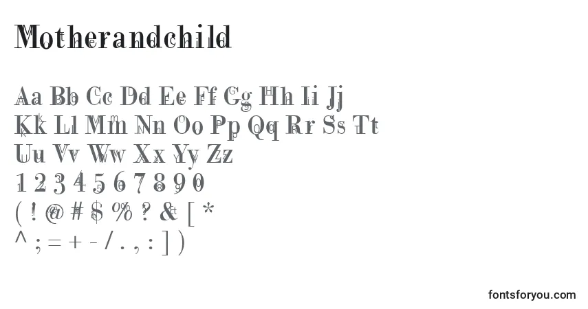 Шрифт Motherandchild – алфавит, цифры, специальные символы
