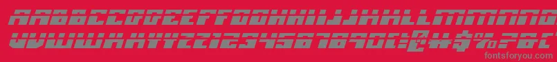 Fonte MicronianExpandedLaserItalic – fontes cinzas em um fundo vermelho