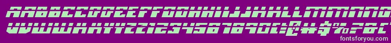 Fonte MicronianExpandedLaserItalic – fontes verdes em um fundo violeta