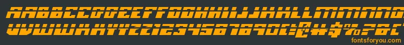 Fonte MicronianExpandedLaserItalic – fontes laranjas em um fundo preto