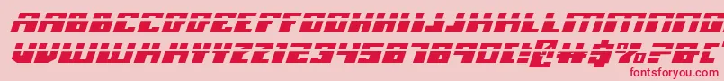 フォントMicronianExpandedLaserItalic – ピンクの背景に赤い文字