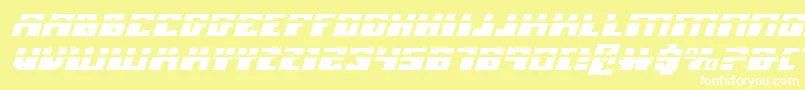 フォントMicronianExpandedLaserItalic – 黄色い背景に白い文字