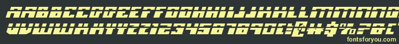フォントMicronianExpandedLaserItalic – 黒い背景に黄色の文字