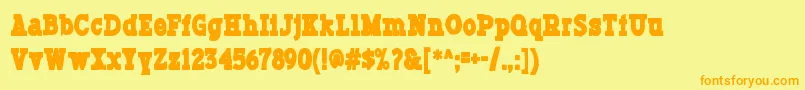 Typodermicink-Schriftart – Orangefarbene Schriften auf gelbem Hintergrund