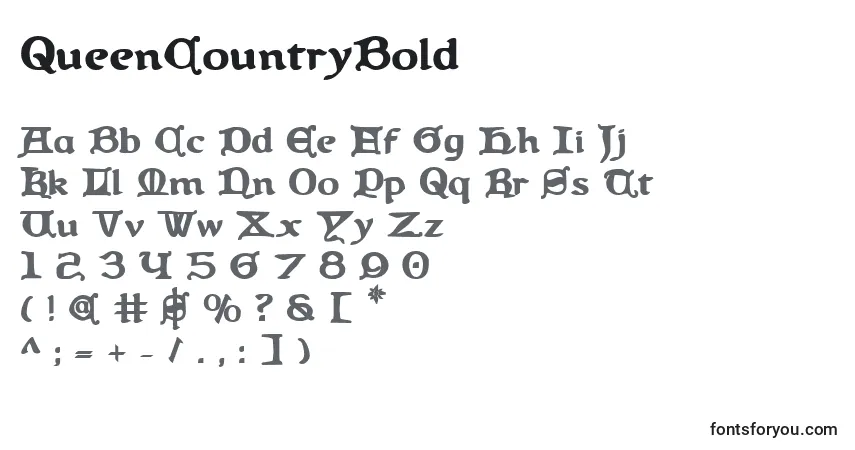 Czcionka QueenCountryBold – alfabet, cyfry, specjalne znaki