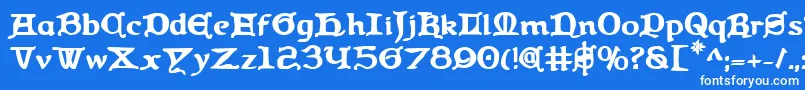 フォントQueenCountryBold – 青い背景に白い文字