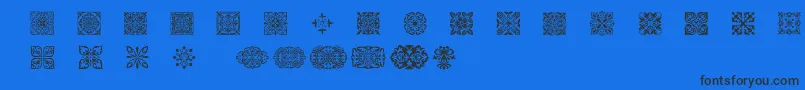 SlSquareOrnaments Font – Black Fonts on Blue Background