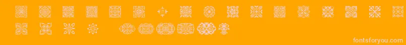 SlSquareOrnaments-Schriftart – Rosa Schriften auf orangefarbenem Hintergrund