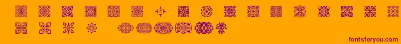 Шрифт SlSquareOrnaments – фиолетовые шрифты на оранжевом фоне