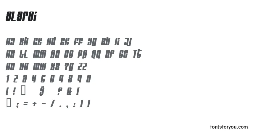 Schriftart Glarei – Alphabet, Zahlen, spezielle Symbole