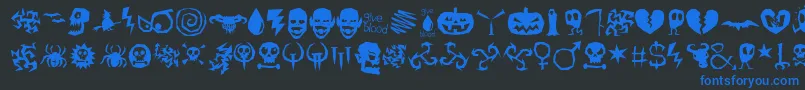 IllOctober-Schriftart – Blaue Schriften auf schwarzem Hintergrund