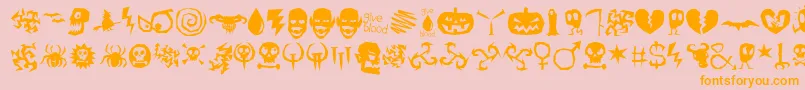 IllOctober-Schriftart – Orangefarbene Schriften auf rosa Hintergrund