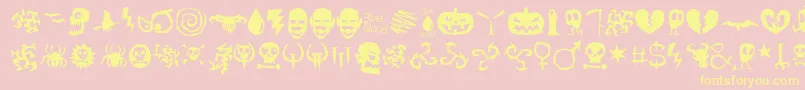 IllOctober-fontti – keltaiset fontit vaaleanpunaisella taustalla