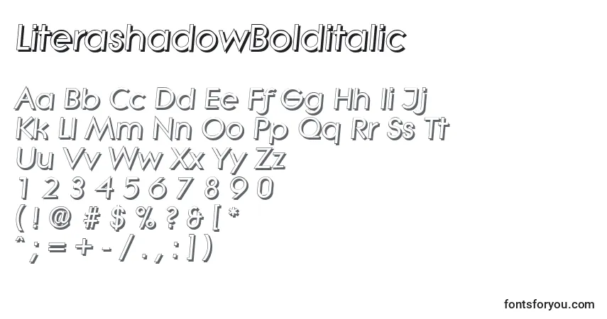 LiterashadowBolditalicフォント–アルファベット、数字、特殊文字