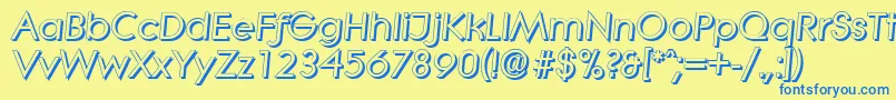 フォントLiterashadowBolditalic – 青い文字が黄色の背景にあります。