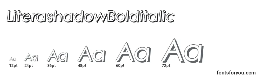 Размеры шрифта LiterashadowBolditalic