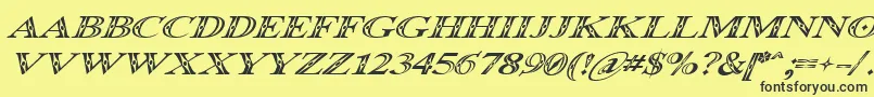 Fonte OccoluchiItalic – fontes pretas em um fundo amarelo