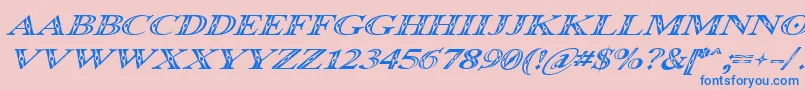 Fonte OccoluchiItalic – fontes azuis em um fundo rosa