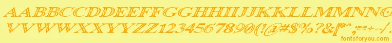 OccoluchiItalic-Schriftart – Orangefarbene Schriften auf gelbem Hintergrund