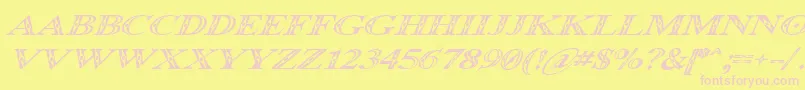 OccoluchiItalic Font – Pink Fonts on Yellow Background
