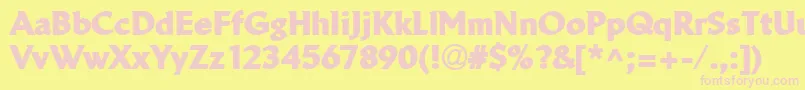 LinotypeBreweryBlack-fontti – vaaleanpunaiset fontit keltaisella taustalla