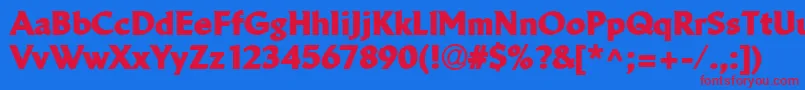 LinotypeBreweryBlack-Schriftart – Rote Schriften auf blauem Hintergrund