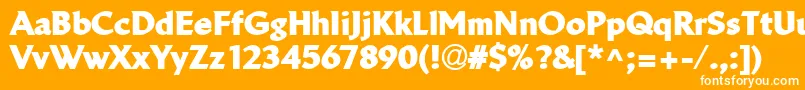 Fonte LinotypeBreweryBlack – fontes brancas em um fundo laranja