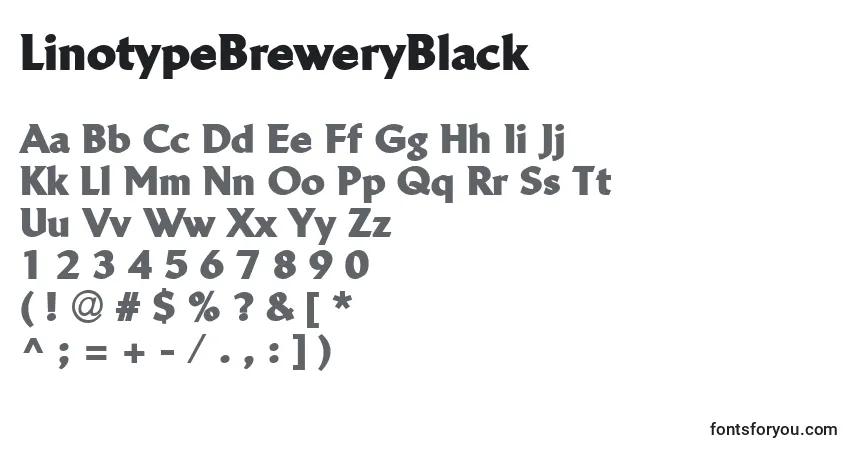 characters of linotypebreweryblack font, letter of linotypebreweryblack font, alphabet of  linotypebreweryblack font