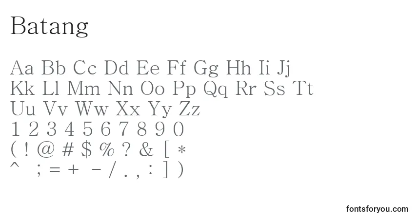 A fonte Batang – alfabeto, números, caracteres especiais