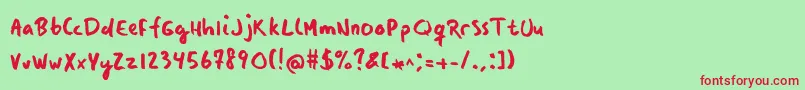 Manos Font – Red Fonts on Green Background