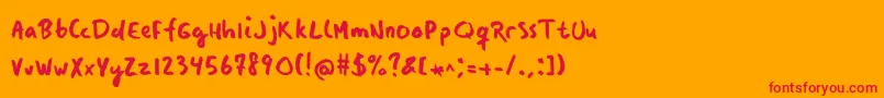 フォントManos – オレンジの背景に赤い文字