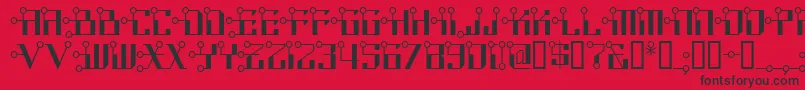 Fonte Circuitborednf – fontes pretas em um fundo vermelho
