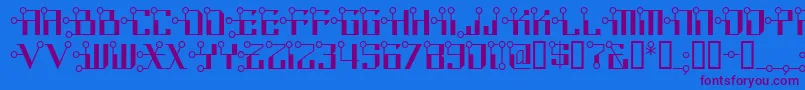 Circuitborednf-Schriftart – Violette Schriften auf blauem Hintergrund