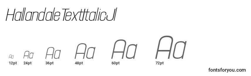 HallandaleTextItalicJl Font Sizes