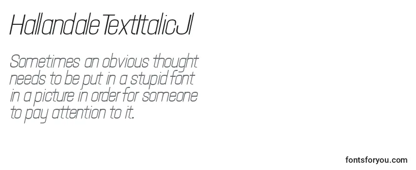 Review of the HallandaleTextItalicJl Font