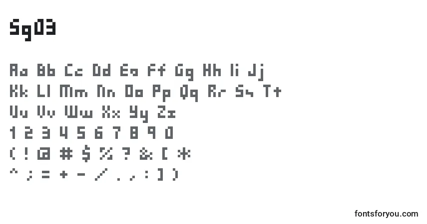 Schriftart Sg03 – Alphabet, Zahlen, spezielle Symbole