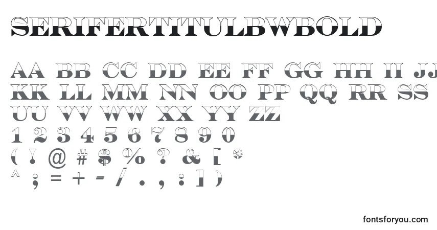 Czcionka SerifertitulbwBold – alfabet, cyfry, specjalne znaki