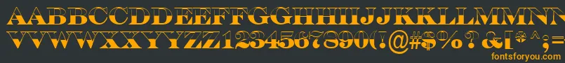 SerifertitulbwBold-Schriftart – Orangefarbene Schriften auf schwarzem Hintergrund