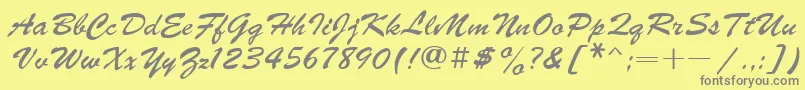 Czcionka Ukrainianbrushscript – szare czcionki na żółtym tle
