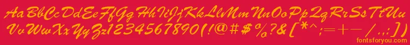 Ukrainianbrushscript-Schriftart – Orangefarbene Schriften auf rotem Hintergrund