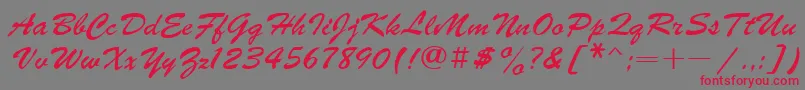 Ukrainianbrushscript-fontti – punaiset fontit harmaalla taustalla