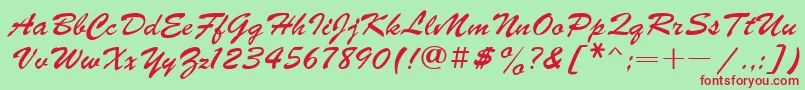 フォントUkrainianbrushscript – 赤い文字の緑の背景