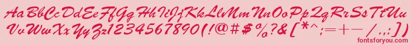 Ukrainianbrushscript-Schriftart – Rote Schriften auf rosa Hintergrund