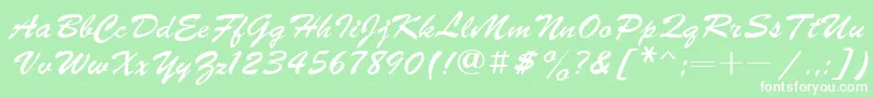 Fonte Ukrainianbrushscript – fontes brancas em um fundo verde