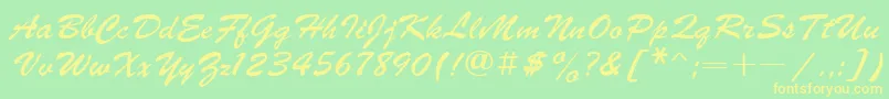 Ukrainianbrushscript-Schriftart – Gelbe Schriften auf grünem Hintergrund