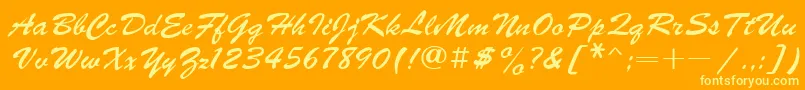 Ukrainianbrushscript Font – Yellow Fonts on Orange Background