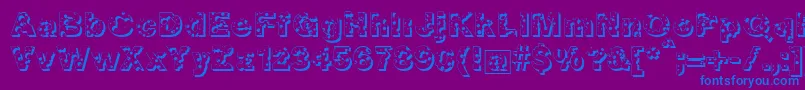 Bigcheese-Schriftart – Blaue Schriften auf violettem Hintergrund